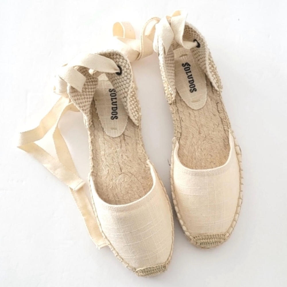 Soludos Cream Espadrille Flats with Jute Sole